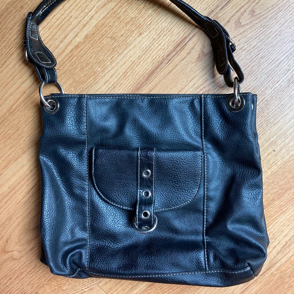 Faux Black Leather Handbag